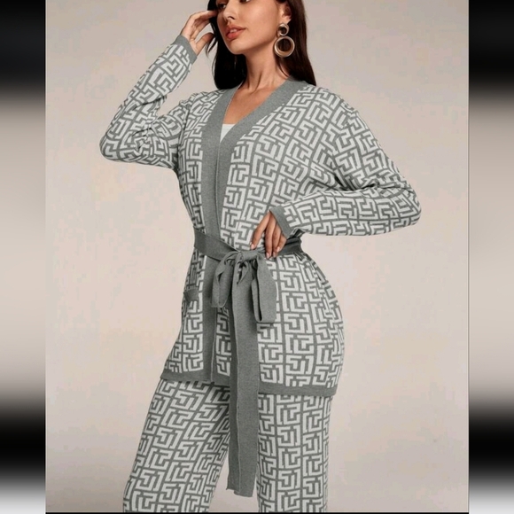 Knit Set: Tie-Up Top And Long Pants 2 Piece Set - Picture 1 of 6